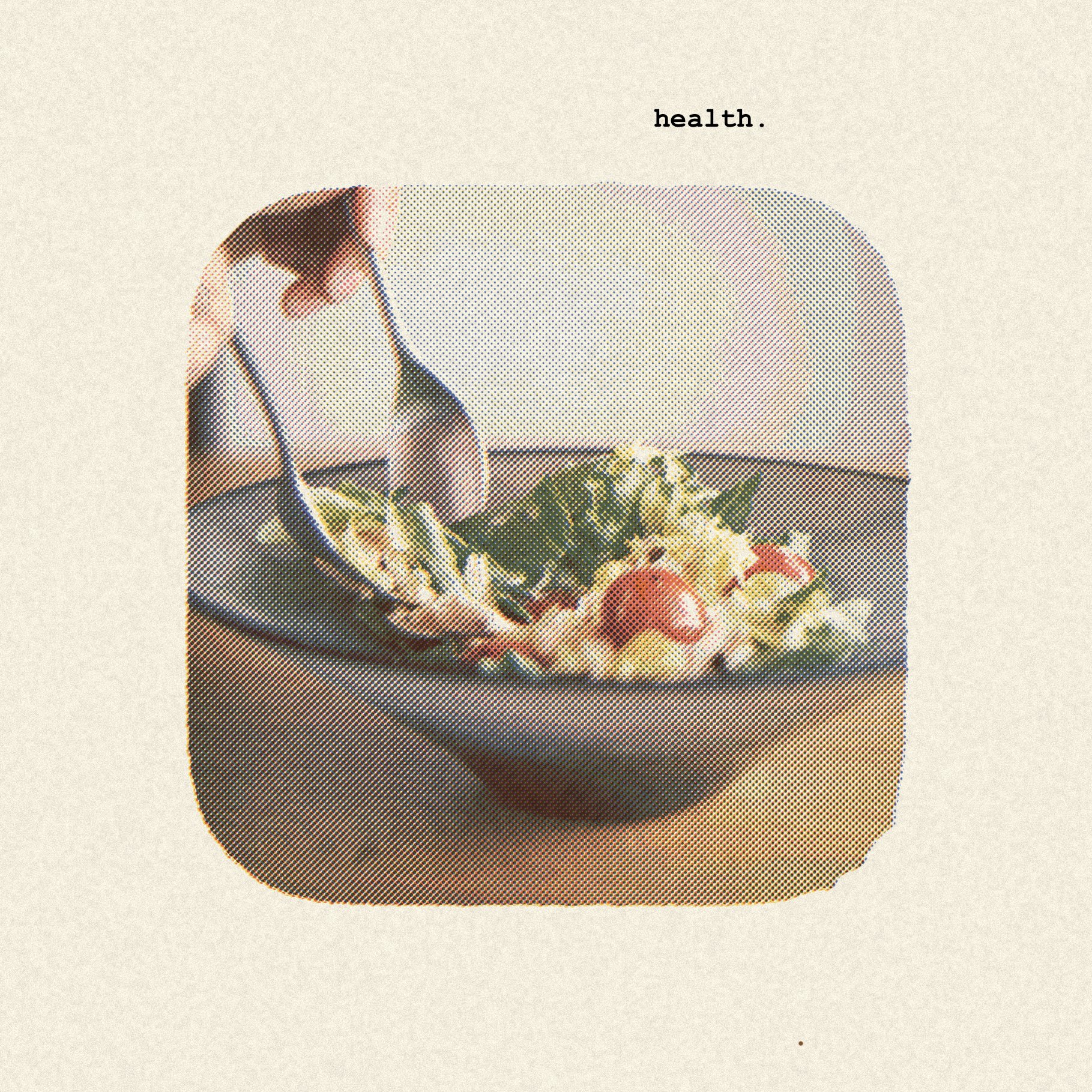 Editorial riso photo effect of a salad bowl on textured paper